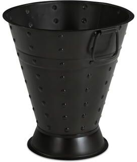NADAAL STUDIOS Larkin Vase, Iron, Tapered Pail Silhouette, Looped Handles, Rivet Detail, Water Safe, Black Patina, Black