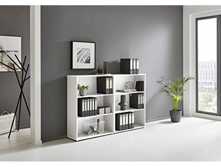 Regalwand Office Edition Büroschrank Büromöbel Regal in Weiß (Regalwand 1 Niedrig)