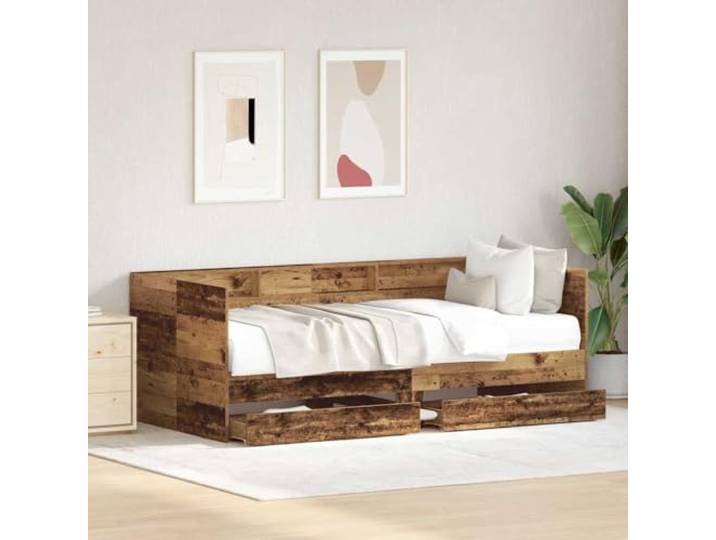 KTHLBRH Daybed Altholz 100 x 200 cm mehrschichtig Mit Schubladen, Holzrahmen, Schlafsofa, einfache Reinigung