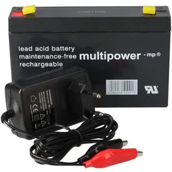 Multipower MP7-6 Akku-Ladegerät-Set 6V 7Ah – passend für Notlicht, Alarm & Modellbau