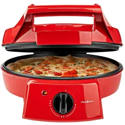 Nedis FCPM100FRD Pizzamaker, Aluminium, Tischgrill, Schwarz, Rot