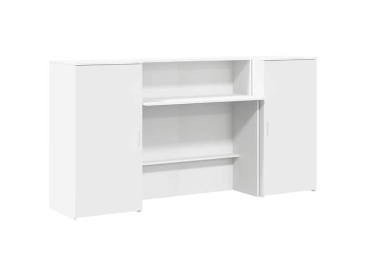 GKHPYURE Reception Theke weiß 200 x 50 x 103,5 cm aus Spanplatte Integrierte Theke, Schrank, Stauraum, vielseitige Verwendung, Wandbefestigung im Lieferumfang enthalten