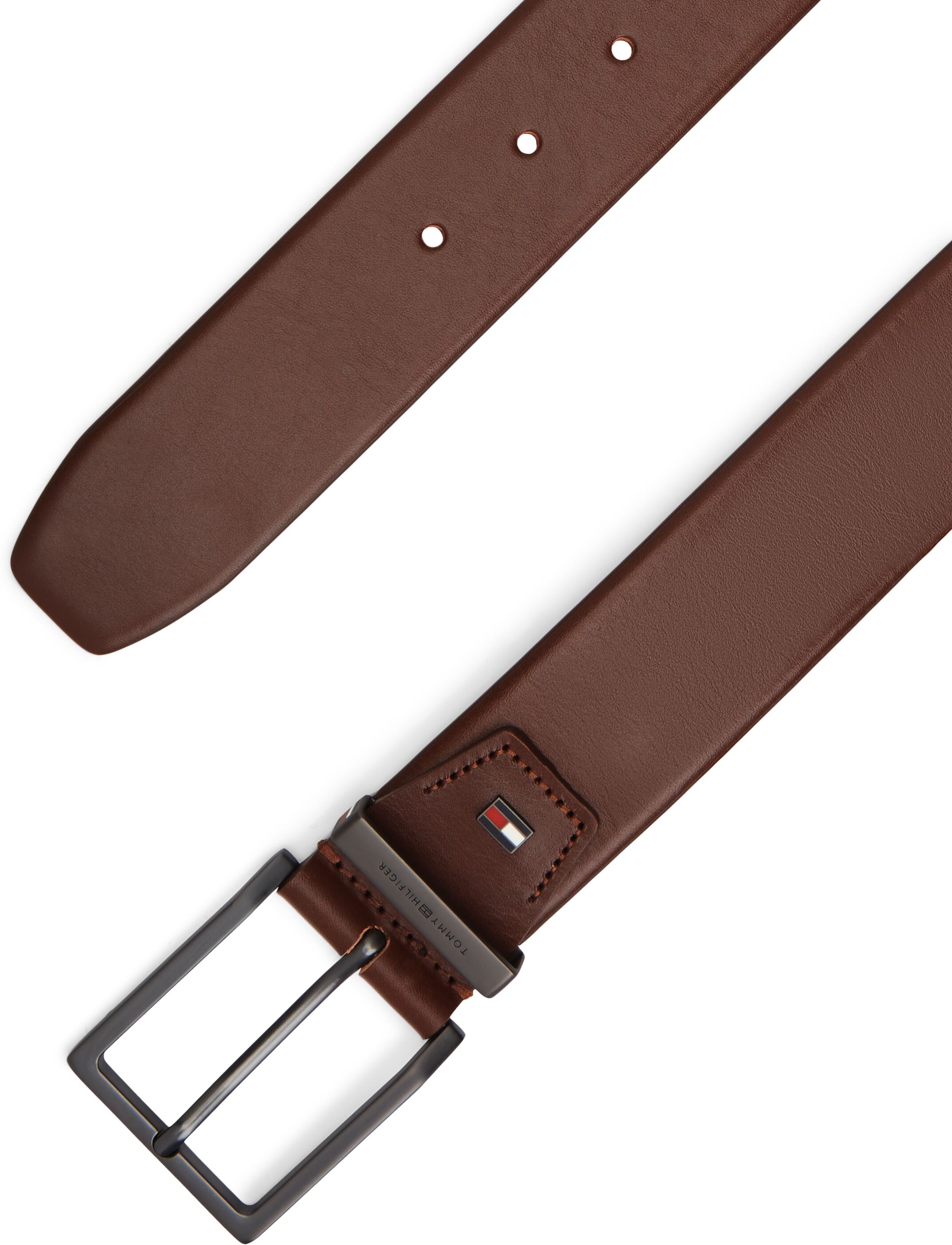 Ledergürtel TOMMY HILFIGER "OLIVER SEASONAL", Herren, Gr. 80, braun (coffee bean), Rindsleder, Gürtel Ledergürtel, mit eckiger Schnalle und Flag, Breite: 4cm coffee bean 80