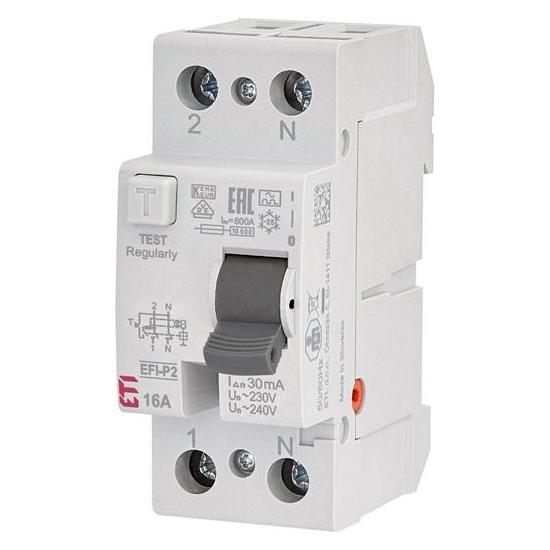 Eti Residual current relay EFI-P2 A, 2P, 16 A, 240 V, 30 mA (002061110)
