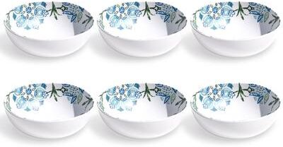 "Abode Homewares Hana Ikat Melamine Cereal Bowl - Blue - 7"" - Set of 6"