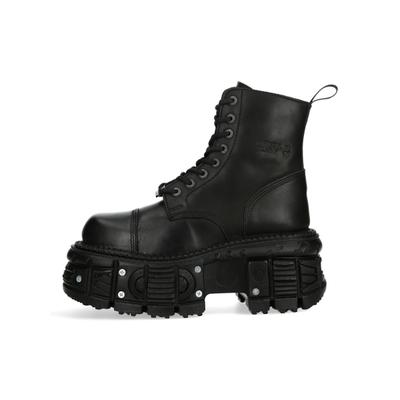 Plateaustiefelette NEW ROCK "Plateau Ankle Boots M-TANK083-C1", Damen, Gr. 45, Normalschaft, schwarz, Obermaterial: 100% Rindnappaleder CNA., Schuhe, Handgefertigt, Made in Spain