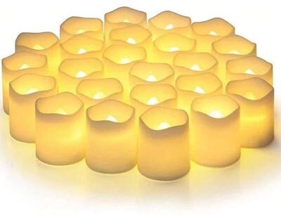 Uplifted Goods 24 Piece Red Shell Flameless LED Tea Lights white 24pcs