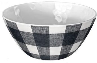 "Abode Homewares Vintage Lodge Melamine Buffalo Check Bowl - Black - 6"" - Set of 6"