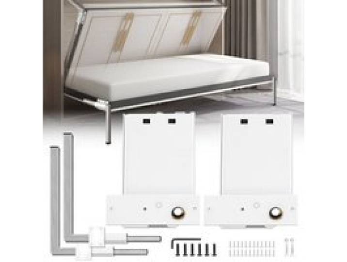 VEVOR Kit Mécanisme de Montage Mural à Ressort, Capacité de Charge Robuste 250 kg, Kit de Bricolage Quincaillerie Support de Lit pour Largeur de 0,9 à 1,2 m Lit Murphy, Lit Queen Horizontal, Blanc