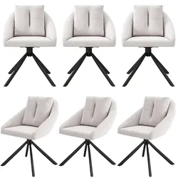 STILVORA Drehstuhl Esszimmerstuhl 6er Set Beige Samt 79x59x65 cm mit Rollen ergonomischer Sitzkomfort Metallgestell atmungsaktiver Bezug modernes Design