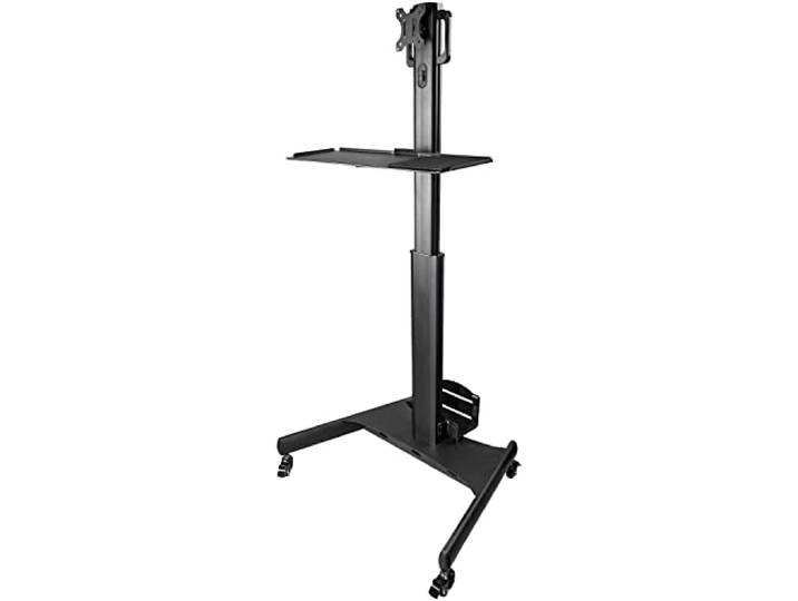 StarTech Chariot Poste de Travail Mobile\, Support Écran (WKSTNCART) Support pour tour PC et clavier\, Sur roulettes\, Ergonomique\, Reglable en hauteur\, VESA