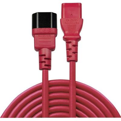 LINDY Strom Verlängerungskabel [1x Kaltgeräte-Stecker C14 - 1x Kaltgeräte-Buchse C13] 2.00 m Rot