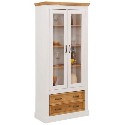 Vitrine OTTO HOME "Selma", weiß (weiß, natur), Schränke, Vitrine, Höhe 180 cm, mit schöner Holzmaserung