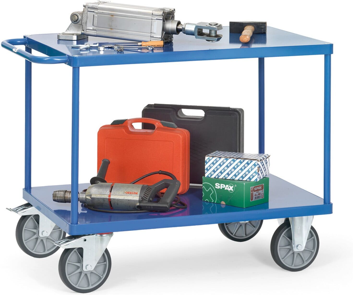 fetra Tischwagen 2400B mit Stahlblech-Plattformen - Tragkraft 500kg TPE-Reifen)