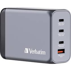 Verbatim GNC-240 GaN Reiseladeadapter 240 W 1x USB-A, 3x USB-C® USB PD, USB PD 3.1, QC 3.0 Grau GaN, mit Europa-Adapter, mit UK-Adapter, mit USA-Adapter 32205