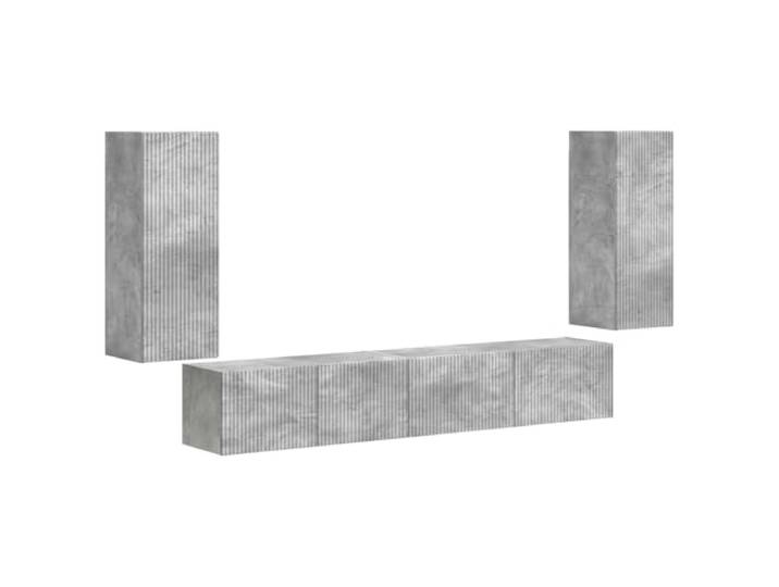 KUPTYERFG 4-teiliges TV-Schrank Set Lowboard Wandschrank Beton Grau Vierteilige Wohnwand aus Holzwerkstoff in Betongrau für flexibles Verstauen im Wohnzimmer oder Jugendzimmer.