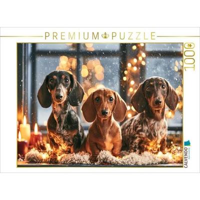 CALVENDO Puzzle Weihnachtszauber mit Dackeln | 1000 Teile Lege-Größe 64x48cm Foto-Puzzle für glückliche Stunden
