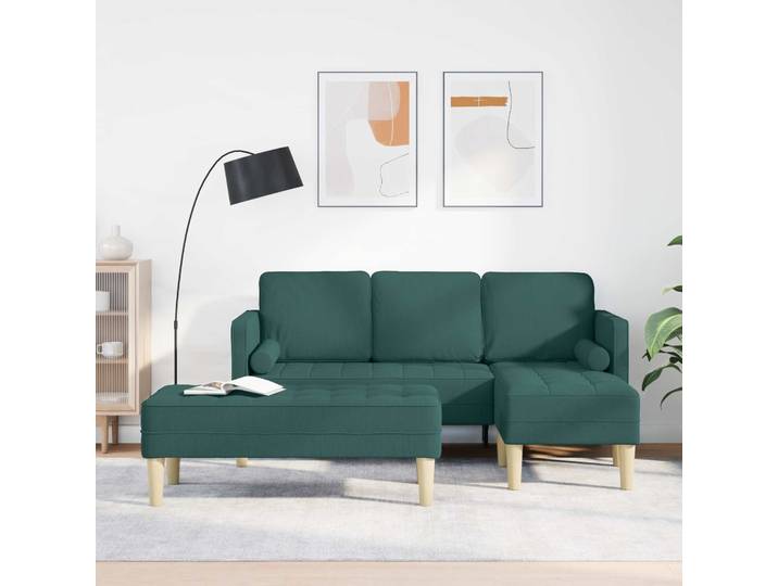 vidaXL Sofa Set 2 stk. Dunkelgrün Polyester