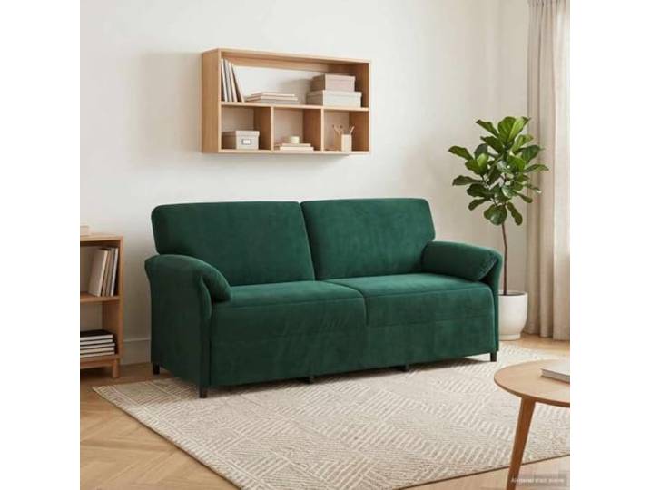 KGHERMDF 3-Sitzer Sofa Dunkelgrün 198x83x95 cm Samt mit Metallrahmen Samtbezug, Schaumpolster, stabile Metallkonstruktion, geschwungene Armlehnen, trockenes Tuch zur Reinigung