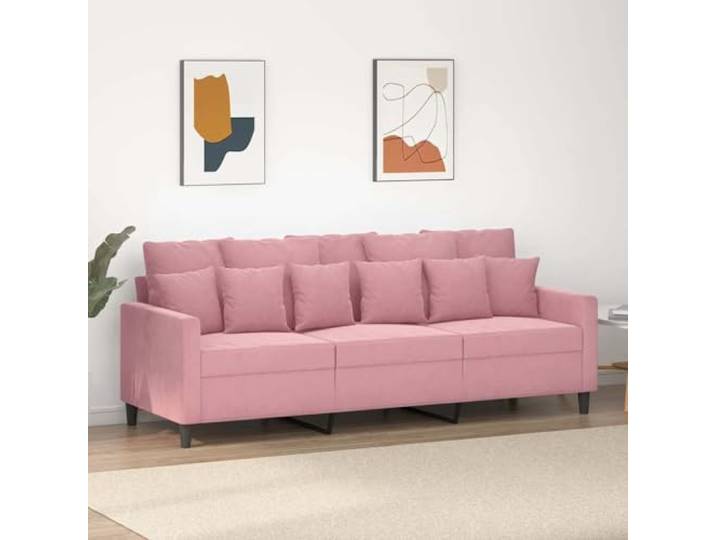 HEFZGDB 3-Sitzer-Sofa Rosa 180 cm Samt Stoffbezug Metallgestell Polsterung Bequem Entspannung Wohnzimmer Modernes Design Robust Stabilität Weicher Flor Luxuriöses Möbelstück
