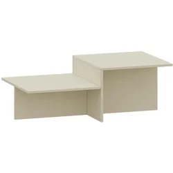 En.Casa, Couchtisch + Beistelltisch, Couchtisch Taniena mit doppelter Tischplatte 100x55x35 cm Sandfarben (100 x 55 x 35 cm)