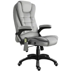 MODFU Massagesessel Polyester grau mit Heizfunktion, 6 Massagepunkten und neigbarer Rückenlehne
