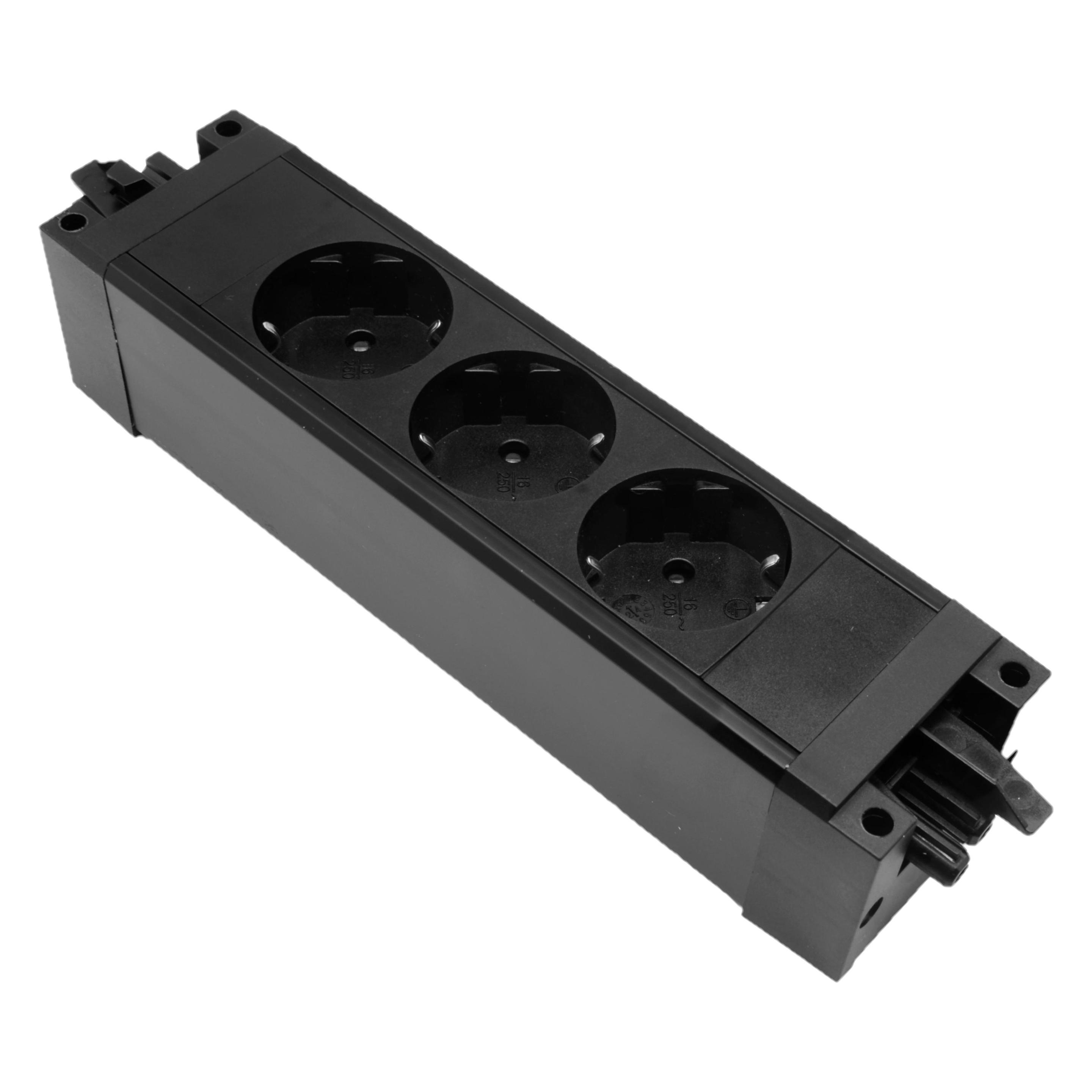 Helos Steckdosenleiste GST18 kompatibel 3-fach CEE7/3 schwarz (3x, CEE 7/3) (412960)