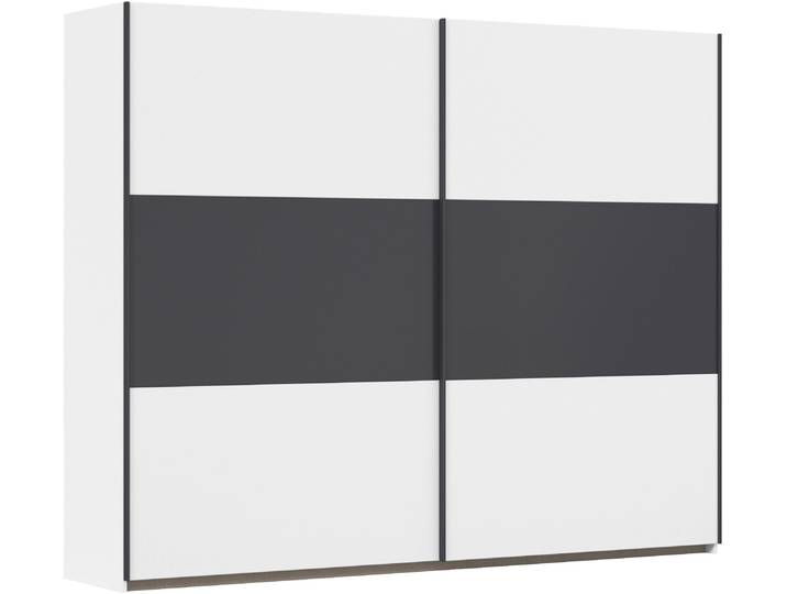 Schwebetürenschrank RAUCH Kleiderschrank Schrank Garderobe Garderobenschrank Wäscheschrank NEO , weiss (alpinweiß, graumetallic), B:261cm H:210cm T:59cm, Holzwerkstoff, Schränke, Schwebetürenschrank, mit grosszügigem Stauraum und vielfältigen Farbkombinationen