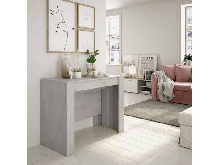 Table console extensible 51x237x90x78 cm en bois aspect béton