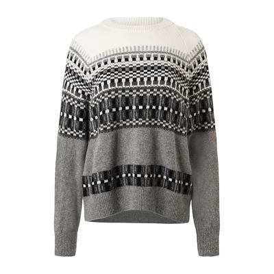Strickpullover MAERZ MUENCHEN "Maerz Muenchen 334301 Strickpullover Damen Bekleidung", Damen, Gr. 38, grau, 70% Schurwolle, 15% Wolle, 15% Polyamid, Rundhals, Pullover Strickpullover