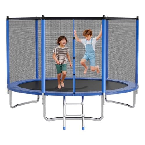 VEVOR Buitentrampoline grondtrampoline met veiligheidsnet en stalen frame, 305 x 305 cm