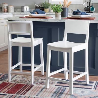 Linon Home Decor Products Johannes Counter Stools White Set of Two, Set of Two, White