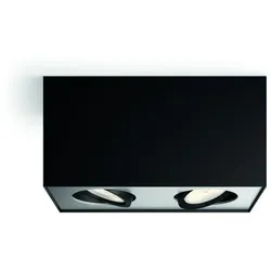 2-flammiger schwenkbarer Philips myLiving Box LED Deckenstrahler mit Warm Glow-Funktion in Schwarz