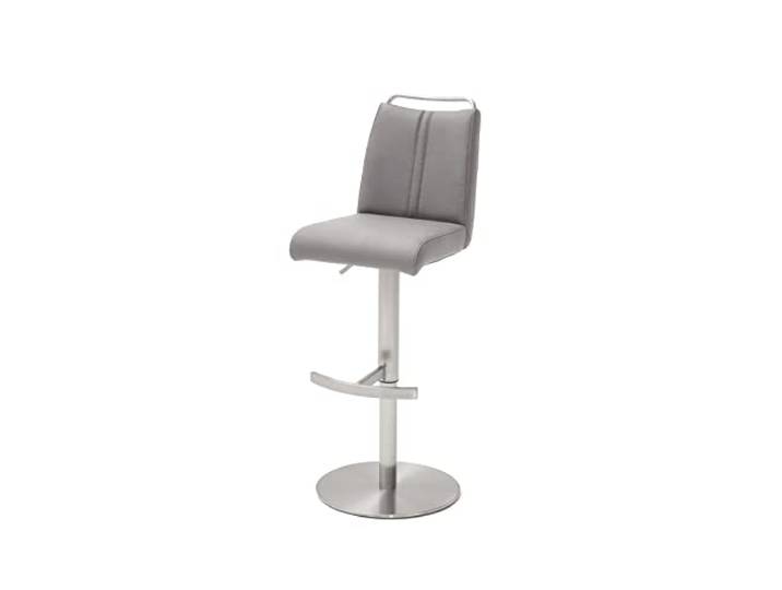 Robas Lund Barhocker Eisgrau Nubuklederoptik drehbar 360°, Barstuhl höhenverstellbar, Giulia A