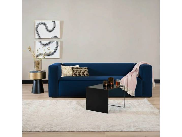 Bronx71 Samt Sofa Memphis 3-Sitzer dunkelblau