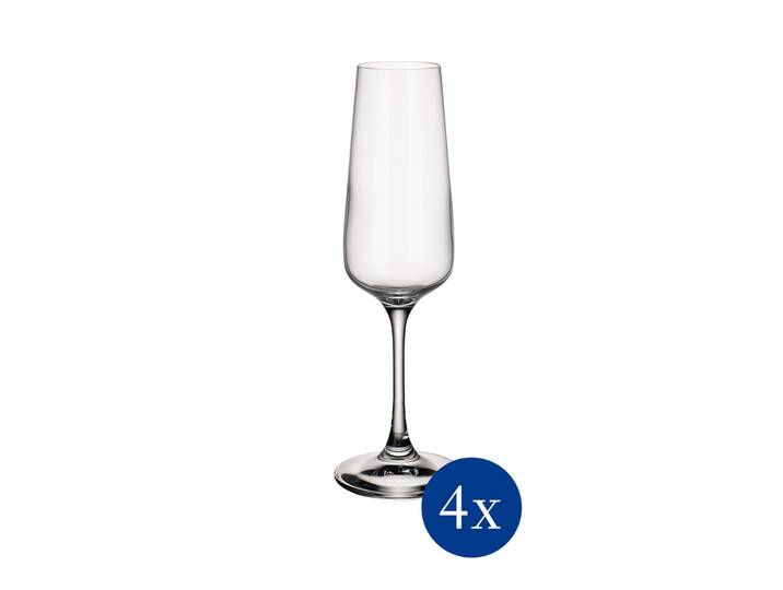 Champagnerglas VILLEROY & BOCH Champagnergläser Ovid 250 ml 4er Set transparent , bunt (transparent), Glas, Trinkgefäße, Champagnerglas