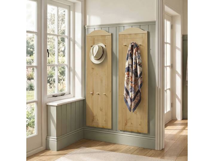 Garderobenpaneel GOODPRODUCT Finca , beige (natur gebeizt, gewachst), Garderobenpaneele, Garderobenpaneel, im 2er-Set