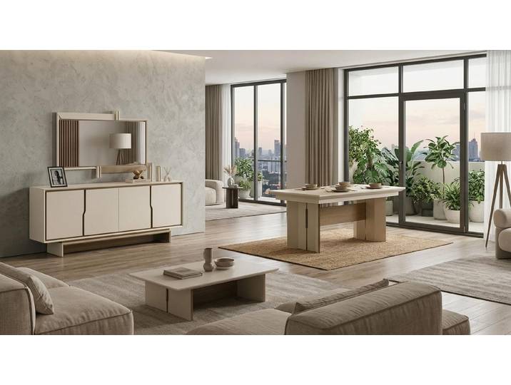 JVmoebel Sideboard Beige moderne Tisch Konsole rechteckig praktisch für Wohnzimmer, Made in Europa