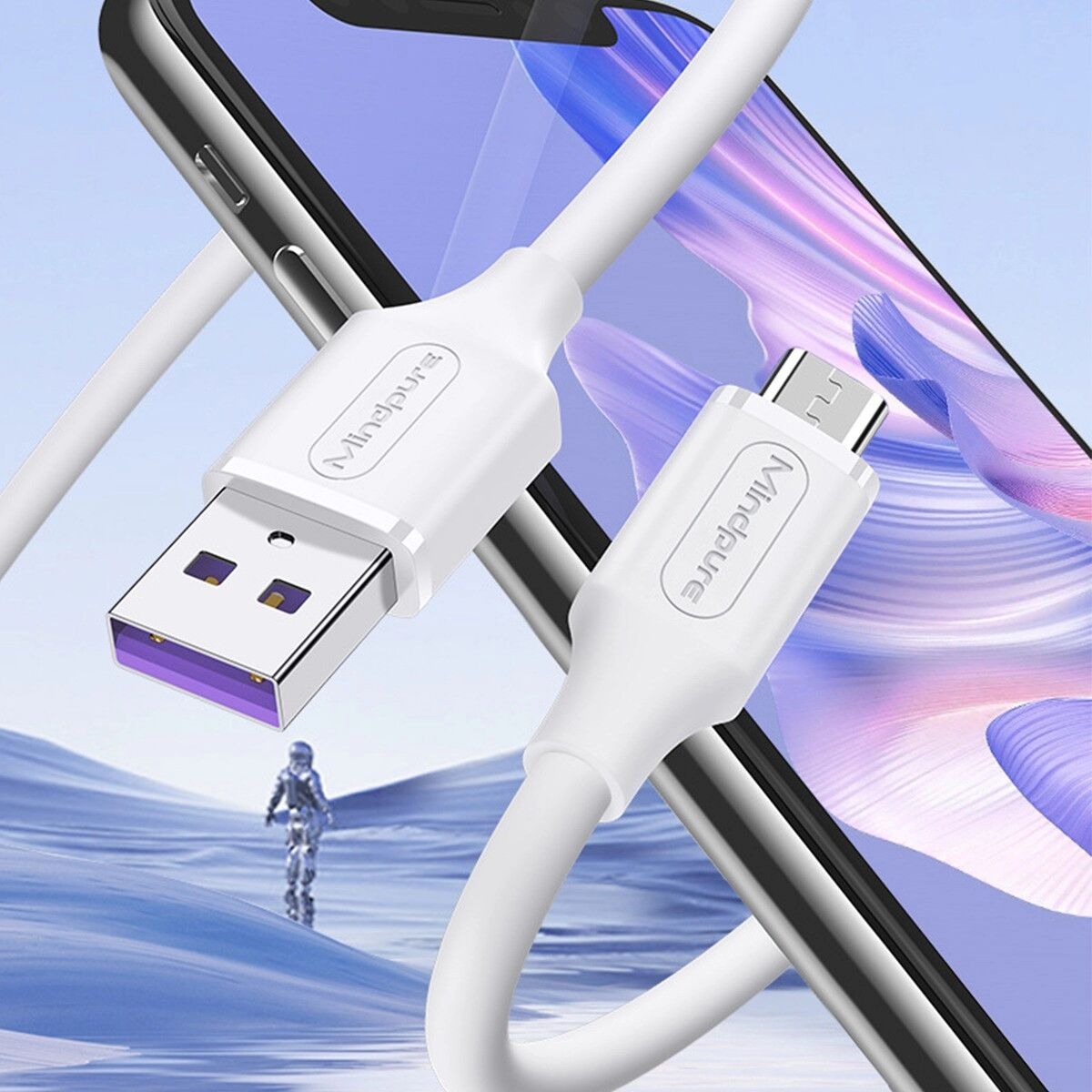 INF US026 USB-A-auf-Micro-USB-Kabel, 3 a 20 w Schnellladen, flexibles TPE-Design 3 m