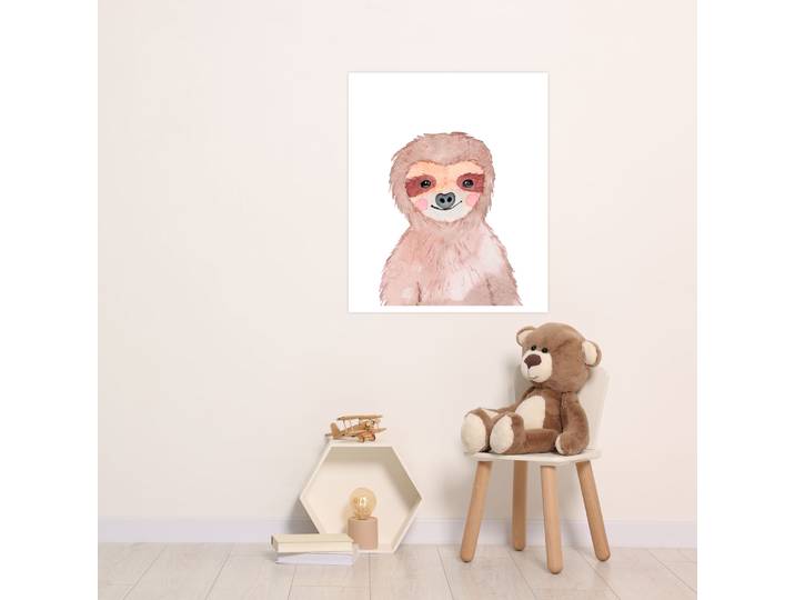 Bild mit Rahmen LÜTTENHÜTT oder Poster, Freundliches Faultier , bunt (farbe bild(er): bunt), B:30cm H:40cm T:0,2cm, Papier, Bilder, Bild mit Rahmen, HD Premium Druck