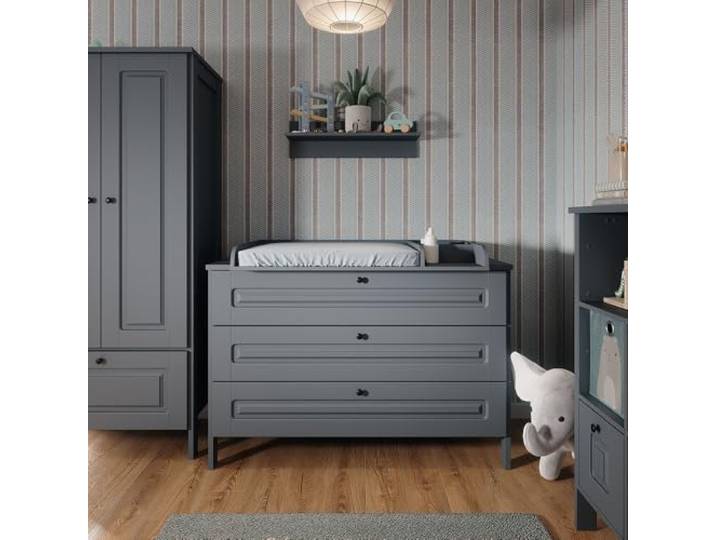 Vitalispa Wickelkommode Ajaton , Grau 133 x 98.4 cm mit 3 Schubladen mit 3 Schubladen, geeignet für handelsübliche Wickelauflagen bis 85 cm