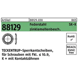 Teckentrup, Muttern + Unterlegscheiben, Sperrkantscheibe R 88129 K 5x10,2 x1 Federstahl zinklamellenbeschichtet
