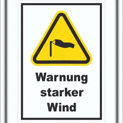 HB-Druck Schild Warnung starker Wind A2 (420x594mm)