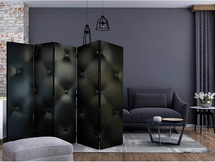 Paravent Distinguished Elegance Akustik Vlies auf Massivholz Schwarz 225 x 172 x 3cm