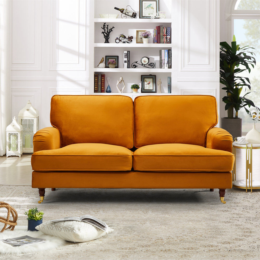Mercer41 Gorby Velvet Sofa Orange 2