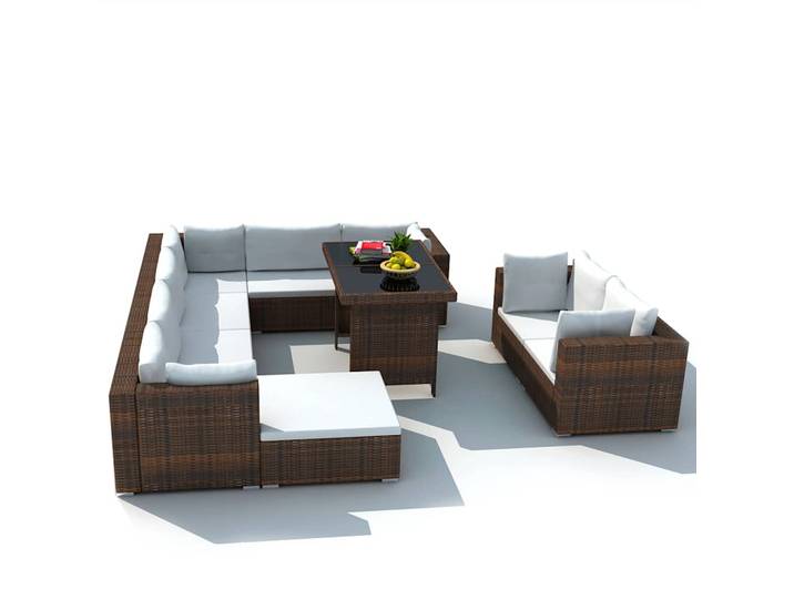 Maison Exclusive - Salon De Jardin 10 Pcs Avec Coussins Résine Tressée Marron