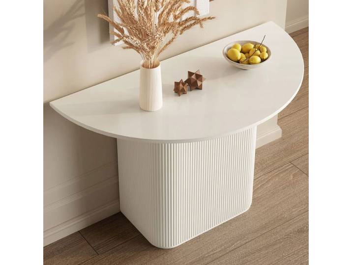 Console murale demi-lune table d'entrée design moderne blanche gain de place salon entrée scandinave