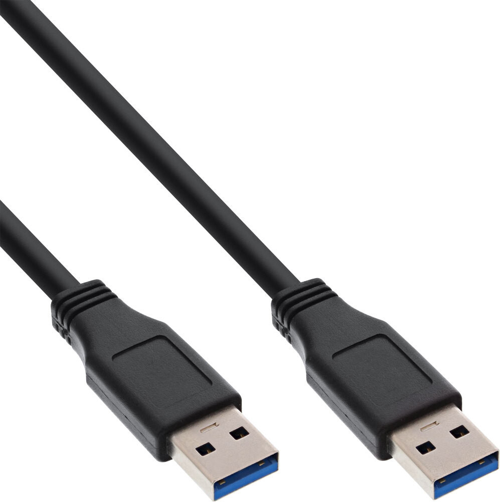 InLine USB A naar USB A kabel, USB 3.2 Gen 1, 1,5 meter, zwart