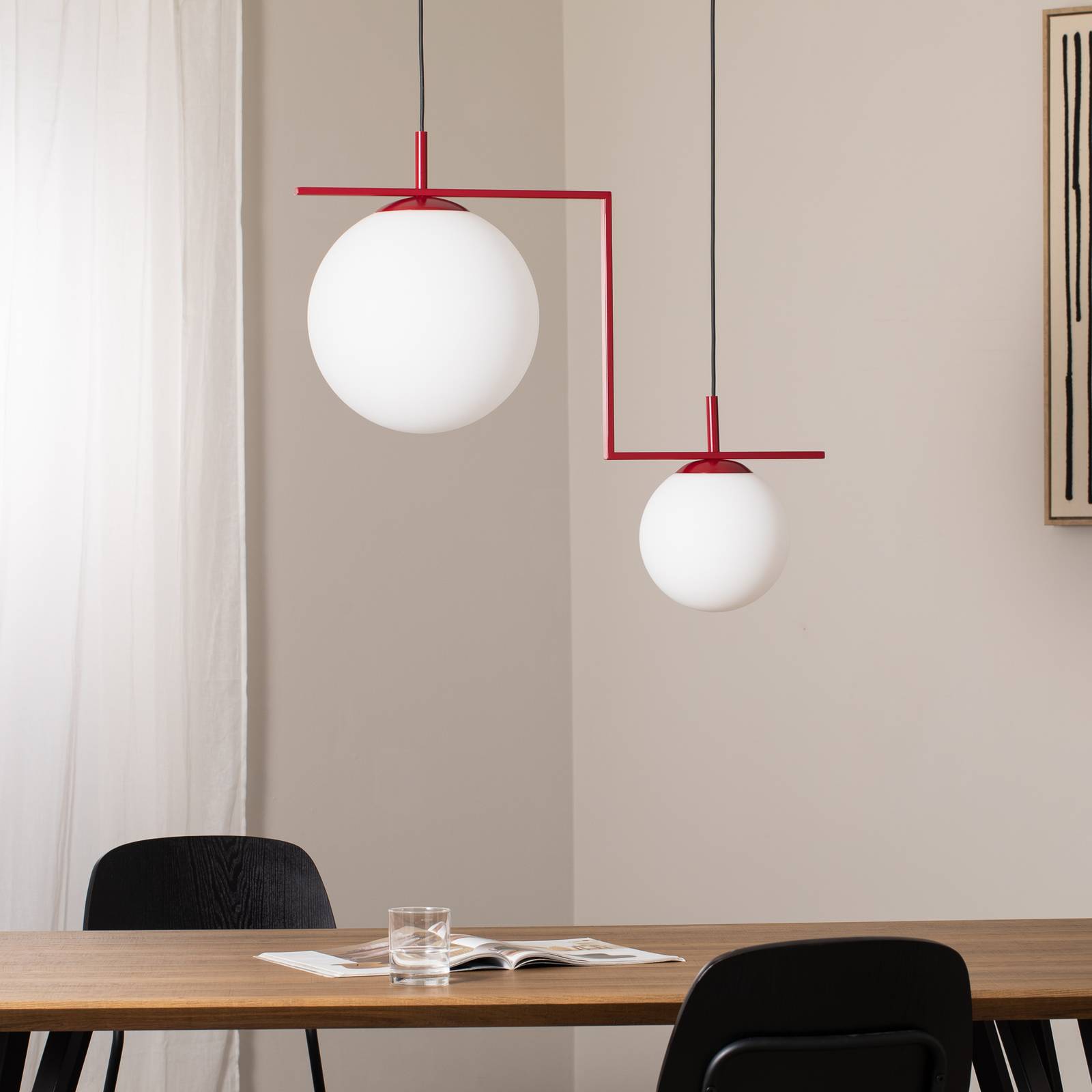 Glas Hängelampe Zac ALDEX, dimmbar, rot, für Wohn- / Esszimmer, Glas, Modern, Pendelleuchte