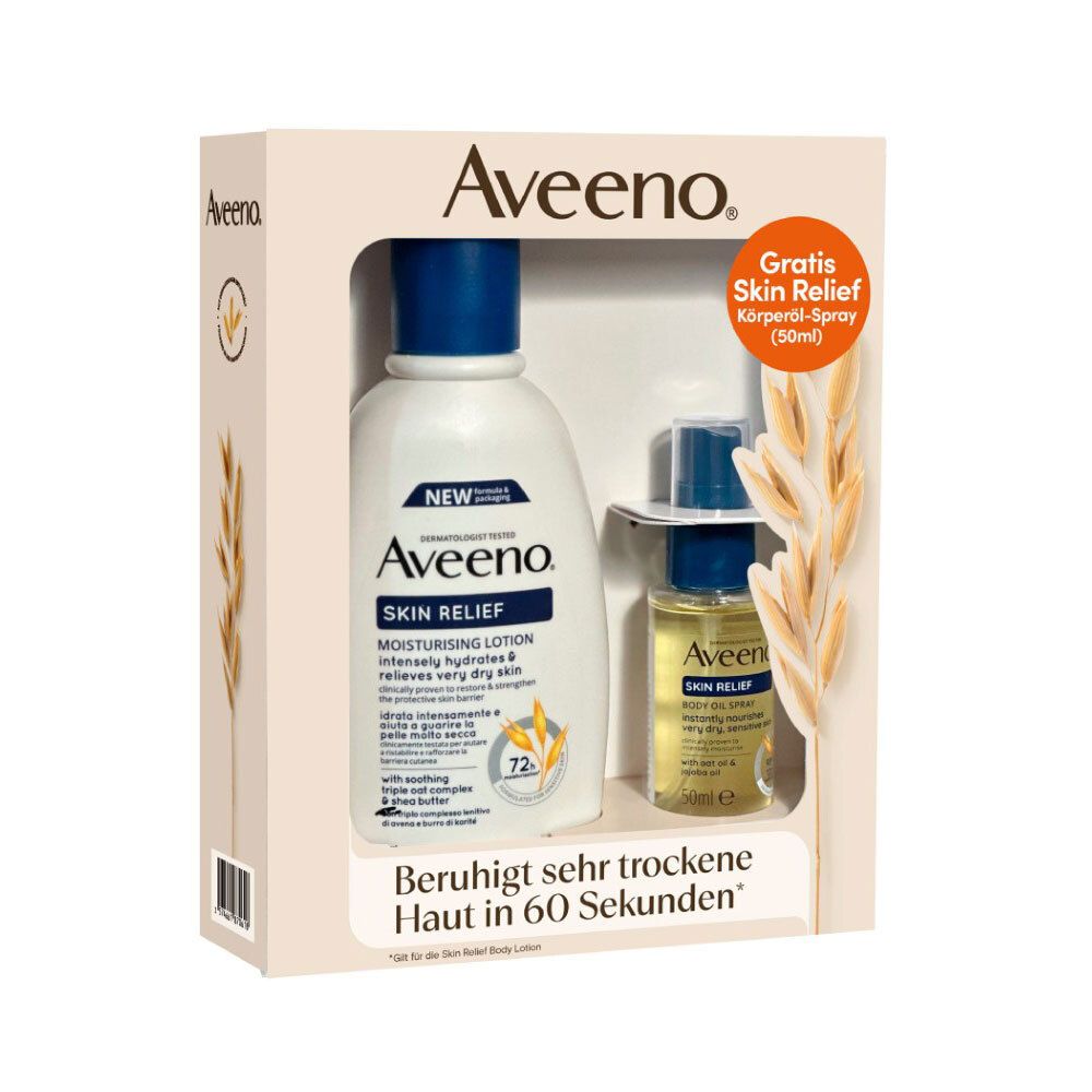 Aveeno Skin Rel.Bodyl.300ml+gratis Öl 50ml Giftset 1 St Kombipackung
